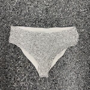 Sparkling Silver Sequin Bikini Bottom